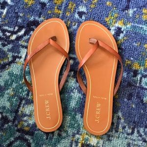 JCrew Brown Leather Flip Flops